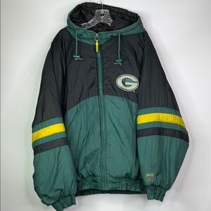 Vintage Logo 7 Green Bay Packers Pullover Hooded Jacket Size XL 90s (flawed)